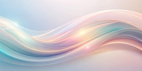 Naklejka premium Abstract Background of Wavy Pastel Lines with Glowing Highlights