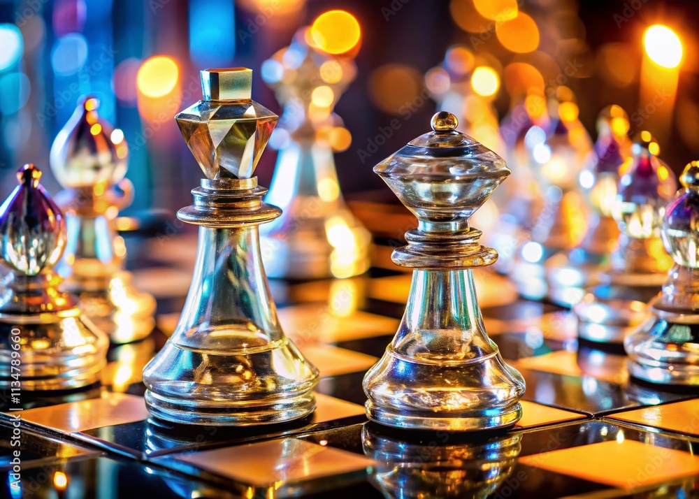 Aufkleber captivating portrait of a diamond chess set showcasing elegance and strategy with intricate details 