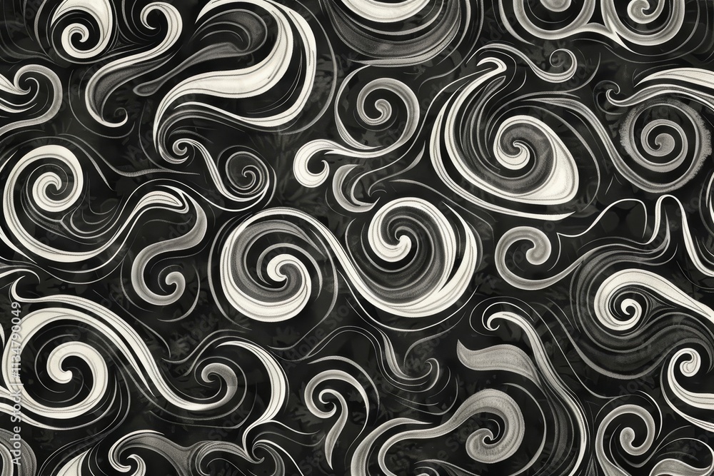 Poster an artistic display of swirling patterns in black and white creates a visually striking effect, idea