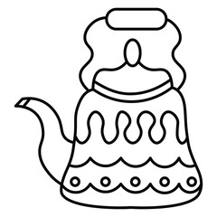 Hand Drawn Cute Teapot Coloring Book Vector Illustration. Bold and Easy Design For Adults and Kids. Coloring Page for Stress Relief and Relaxation