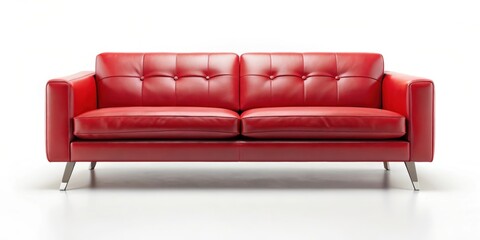 Fototapeta premium Red sofa isolated on background, red, sofa, furniture, living room, interior, home decor, modern, comfortable, cozy