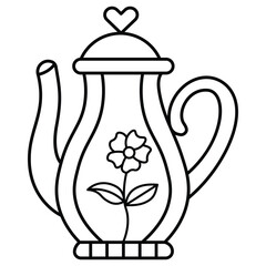 Hand Drawn Cute Teapot Coloring Book Vector Illustration. Bold and Easy Design For Adults and Kids. Coloring Page for Stress Relief and Relaxation