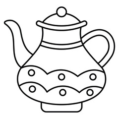 Hand Drawn Cute Teapot Coloring Book Vector Illustration. Bold and Easy Design For Adults and Kids. Coloring Page for Stress Relief and Relaxation
