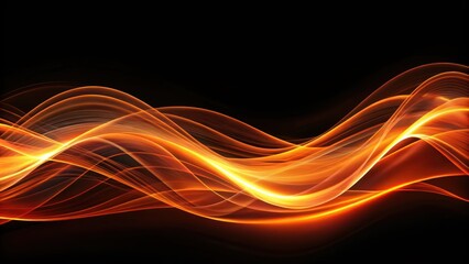 Abstract glowing orange waves on a black background, abstract, glowing, orange, waves, vibrant, color, energy, flow