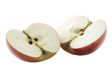 Two Apple Halves Show Seeds Isolated on PNG Transparent Background