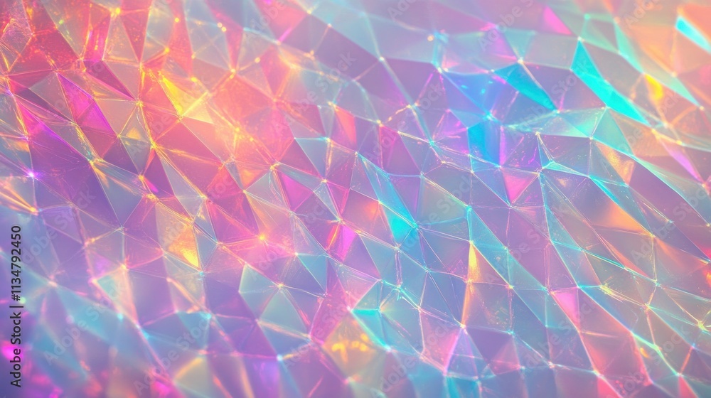 Poster holographic texture abstract background with iridescent geometric patterns and pastel lighting