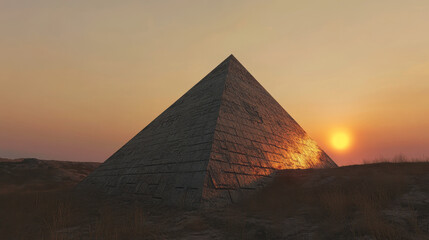 Sumerian Pyramid Sunset: Mystical Aura, Harmony, Culture