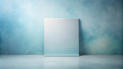 Blank Canvas Display on a Light Blue Textured Wall with a Subtle Gradient