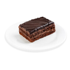 Chocolate cake, on a white background, isolated.
