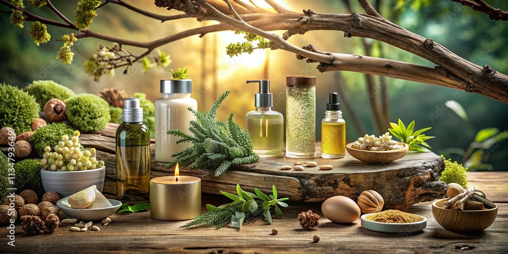 Poster captivating product photography of natural elements with unique focus on items behind branches for a