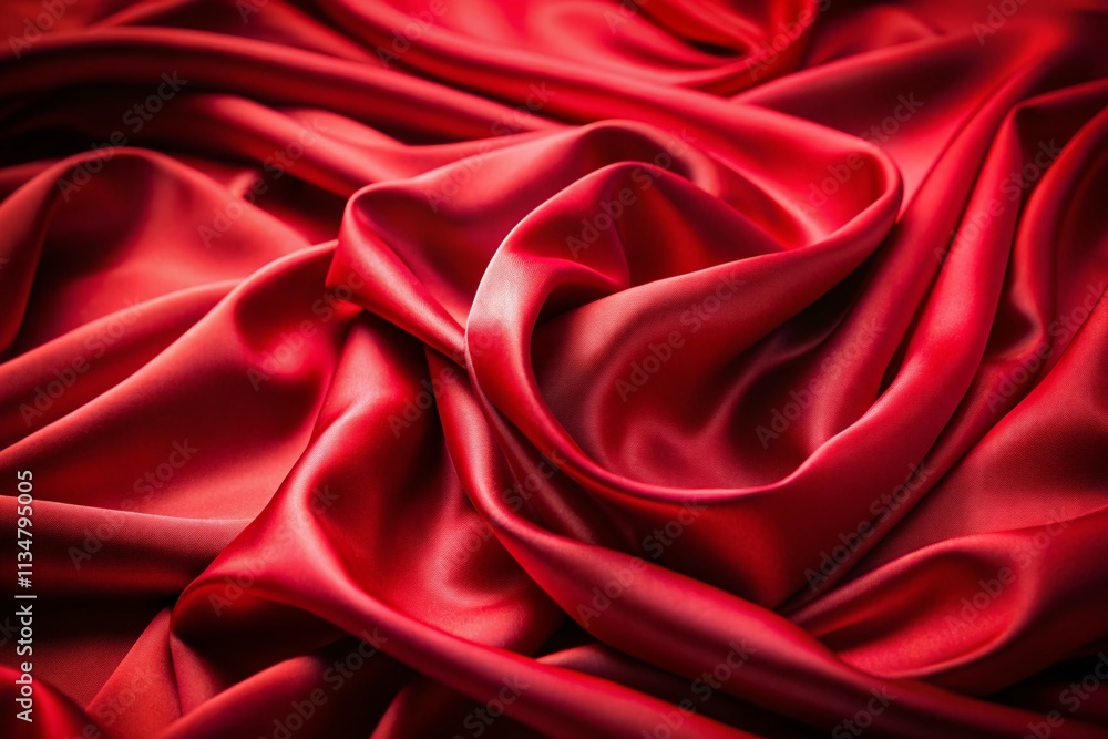 Poster captivating red silk fabric: a close-up study of texture and elegance intersecting the rule of third