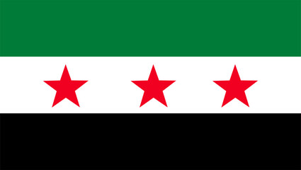 vector  of new syrian flag The Syrian opposition flag features green, white, and black horizontal stripes with three red stars, symbolizing freedom, revolution, and national unity.