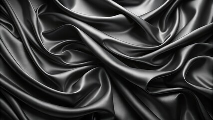 Obraz premium Black luxury cloth abstract background with dark liquid wave silk texture and elegant folds , luxury, cloth, abstract, background, dark