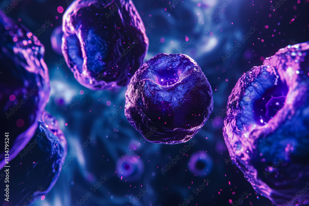 Poster group of purple blobs floating in space