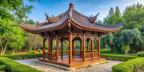 Fototapeta premium Chinese style gazebo with intricate designs and traditional roof tiles, gazebo, Chinese, style, architecture