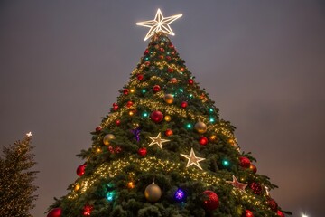 Fototapeta premium decorated christmas tree Christmas Tree, Wreath, and Garland Inside Living Room