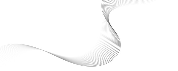Gray wave curve lines abstract background with flowing particles. Digital energy waves technology concept. Modern backdrop design for business, presentation, banner.