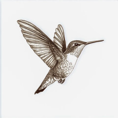 Obraz premium A hummingbird flying in the air Isolated on white background.