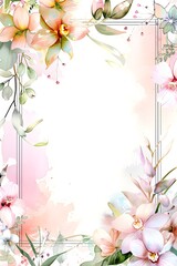Naklejka premium A decorative floral frame with soft colors, ideal for invitations or announcements.