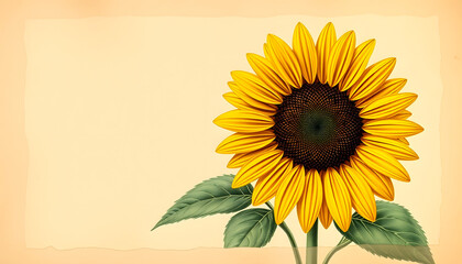 Obraz premium Sunflower Floral Illustration Yellow Background