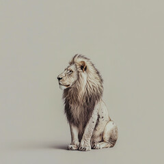 Obraz premium A lion sitting on a white background.