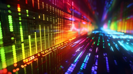 Obraz premium Abstract digital art featuring colorful light streams and patterns.