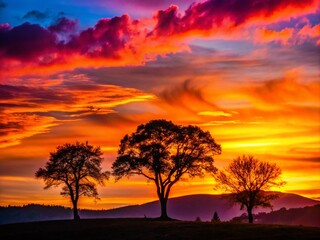 Captivating Silhouette Photography of a Tranquil Sunset Over a Scenic Landscape, Merging Personal Experience with Nature's Beauty and Evoking Emotions of Peace and Reflection