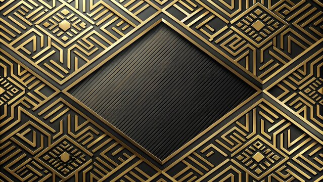 Abstract background with geometric patterns in black and gold, abstract, background, geometric, black, gold, pattern, design