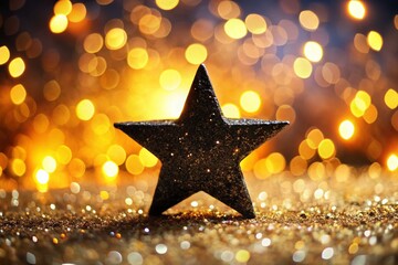 Captivating Sparkle Black Silhouette Star Glitter Shape: A Mesmerizing Product Photography Display for Festive Occasions and Celebrations