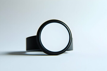 Minimalist black smartwatch mockup on white background.