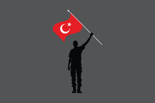 A Man holding a Turkey flag, Turkey flag vector graphic, Turkey country flag is a symbol of freedom, National Turkey flag, vector illustration
