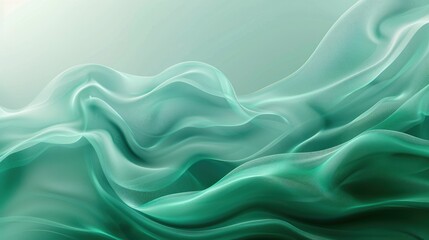 Obraz premium Abstract flowing waves in soft teal tones creating a serene and calming visual effect.