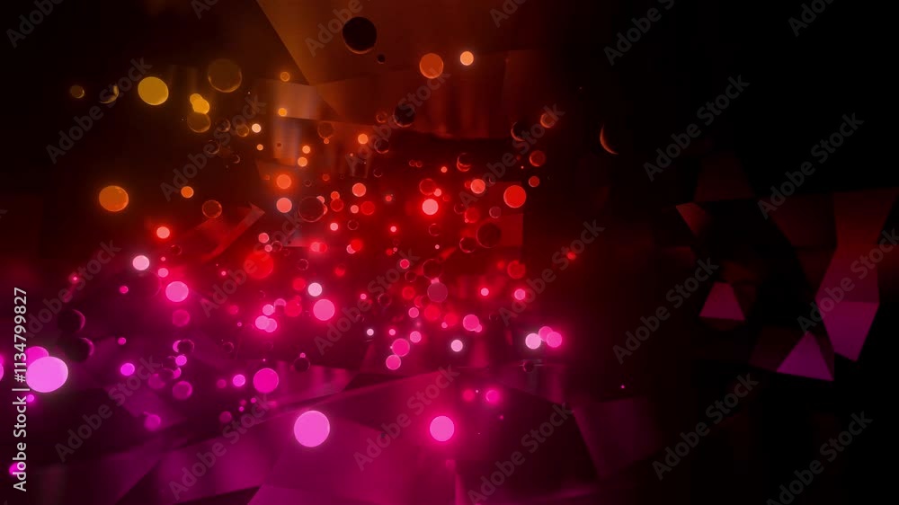 Poster dreamy and calming animation of soft, glowing spheres floating in a serene atmosphere, ideal for cre