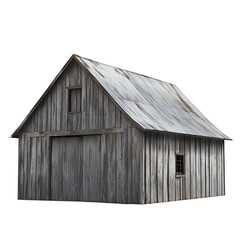 Naklejka premium Rustic Wooden Barn with Metal Roof and Windows