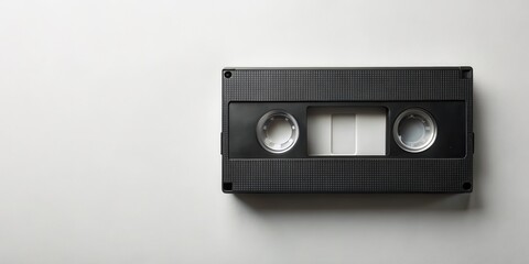 Obraz premium A vintage VHS video cassette on a plain white background, ready to be rewound to the nostalgic days of analog video entertainment.