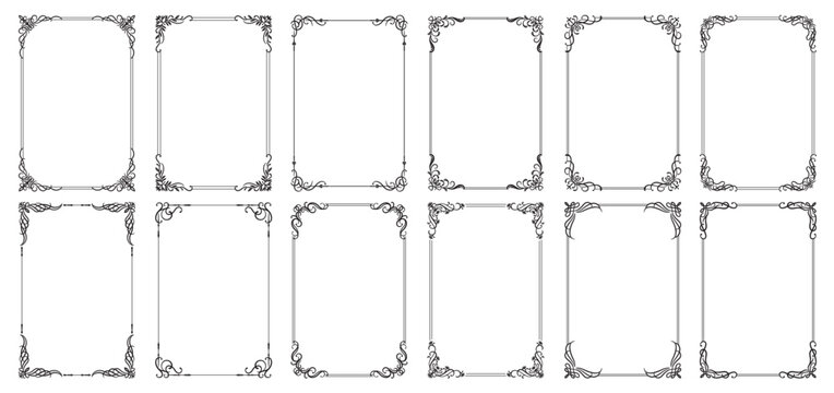 Set Template of Decorative vintage frames, borders rectangular shape. Vector Vintage calligraphic frames.eps