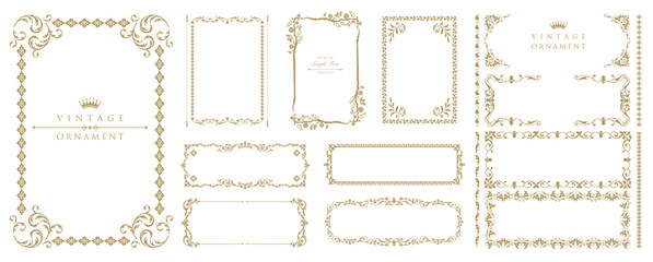Set of Decorative vintage frames and borders set, vector flower ornament. Old design. .eps