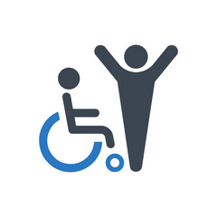 Person Raising Arms with Wheelchair Icon