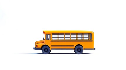 An isolated cartoon school bus on a background of pure white 