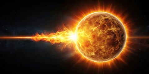 Obraz premium A Fiery Cosmic Event with a Blazing Planet Erupting in a Shower of Stellar Debris