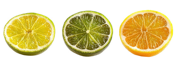 Fototapeta premium Lemon, Lime, and Orange Slices Isolated on PNG Transparent Background