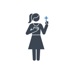 Female Pointing Positive Sign Icon