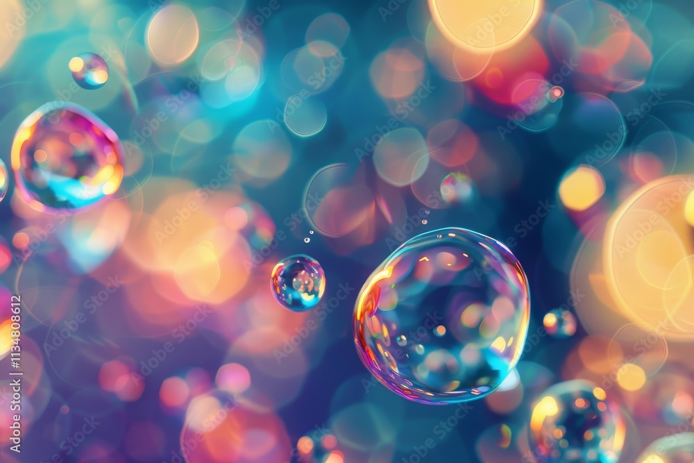 Aufkleber bubbles rise gracefully in a vivid display, surrounded by a shimmering bokeh background that capture
