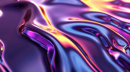 Fototapeta premium 3d render abstract background. Wavy metallic texture banner, Ultraviolet wallpaper, fluid ripples, liquid metal surface, esoteric aura spectrum in bright colors