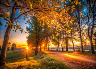 Fototapeta premium Capturing the Essence of Motivation: A Low Light Photography of Gentle Breezes Inspiring Change and Empowering Growth in a Serene Environment at Dusk