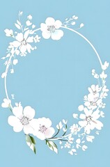 A floral wreath design on a light blue background, ideal for invitations or decor.