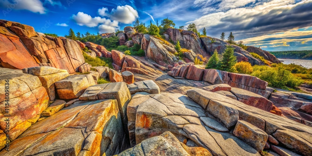 Poster capturing the intricate texture of granite: a candid exploration of nature's stone masterpiece in di