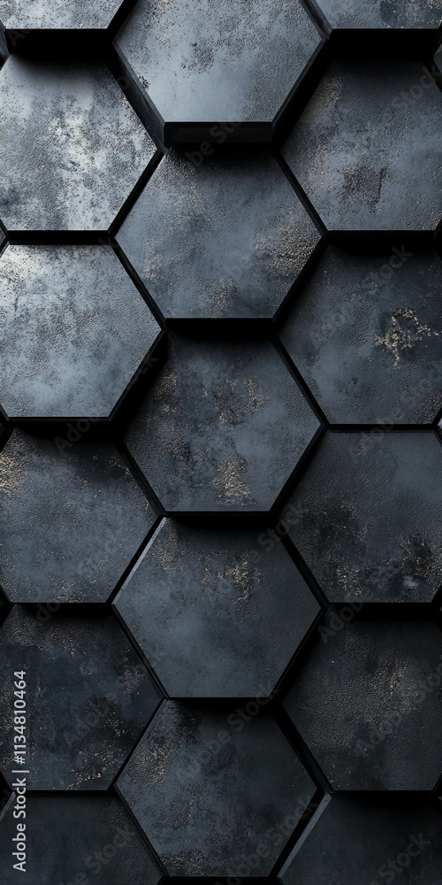 Poster Hexagonal black patterns create a textured and modern aesthetic for design and architecture projects