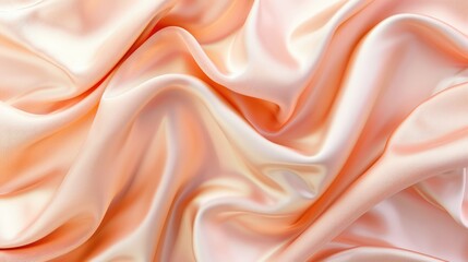 Obraz premium 3d render, abstract peachy pink background with silky drapery layers, folds and curves, textile waving, pastel gradient. Modern fashion wallpaper
