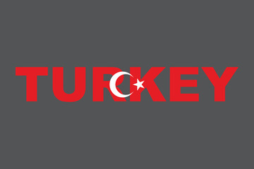 Turkey Word with heart shape, Turkey flag vector graphic, Turkey country flag is a symbol of freedom, National Turkey flag, vector illustration
